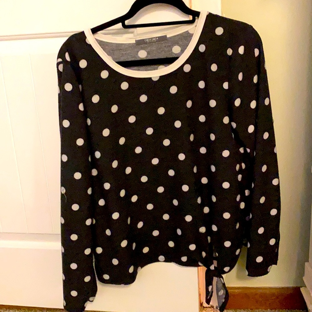 Polka dot cinched blouse